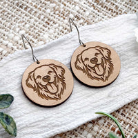 Golden Retriever Engraved Disc Earrings - Glowforge