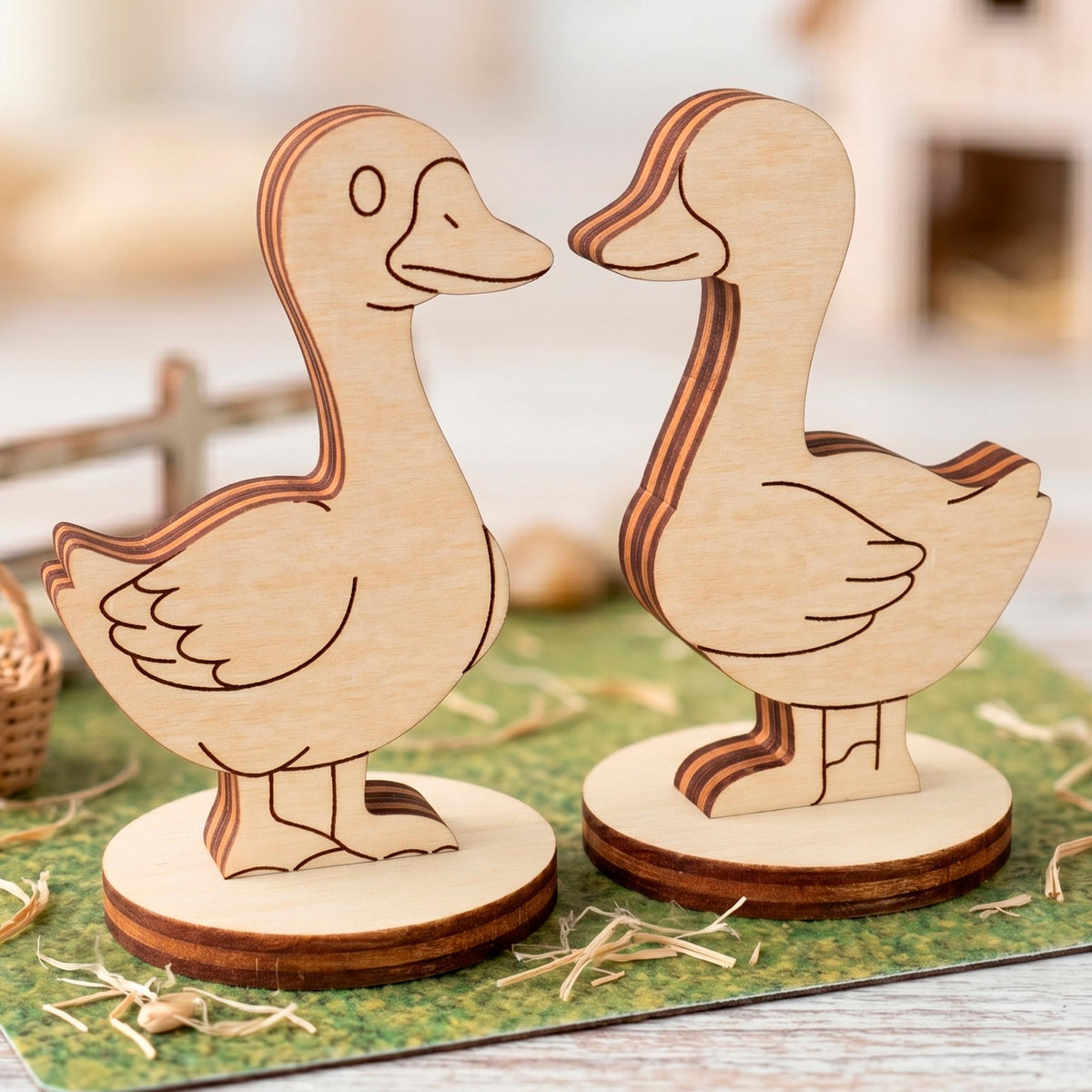 Goose Toy - Wooden Farm Animal Figure for Play, Learning & Painting - Glowforge