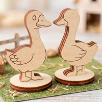 Goose Toy - Wooden Farm Animal Figure for Play, Learning & Painting - Glowforge
