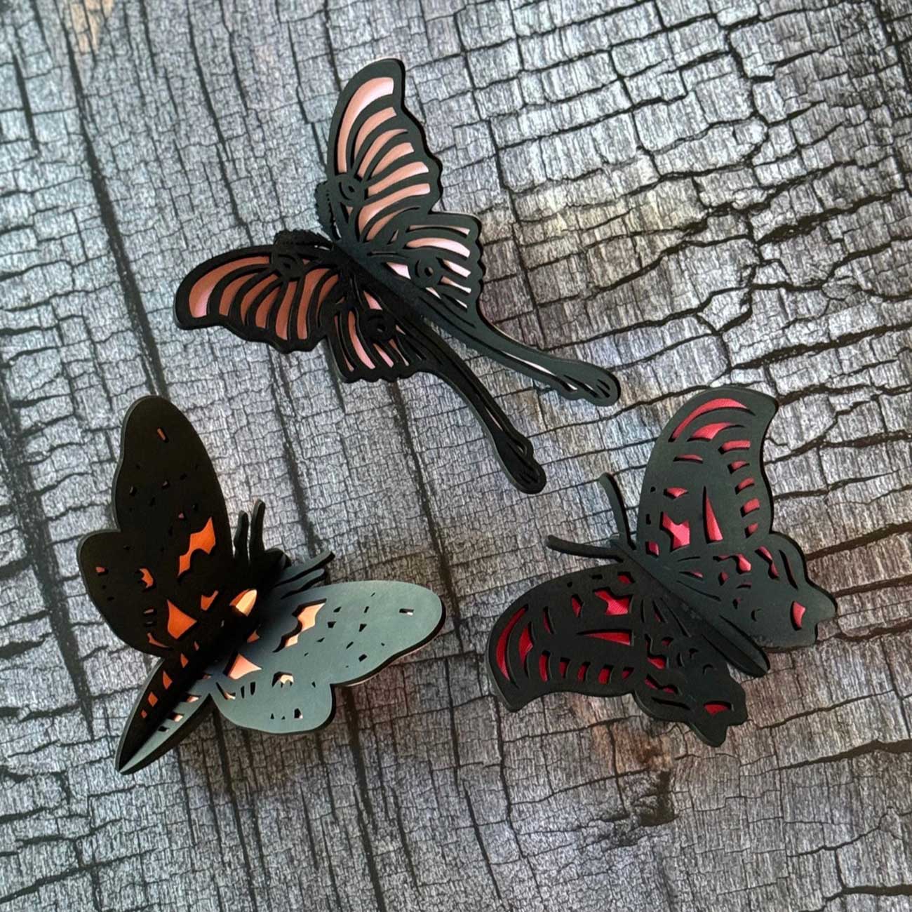Gothic 3D Moths for 1/8" Material (Set of 3) - Glowforge