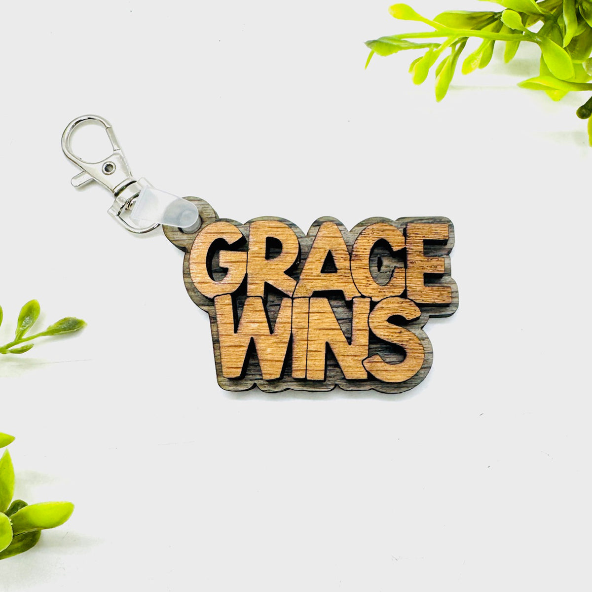 Grace Wins 2-Layered Keychain Car Charm Ornament Bag Tag - Glowforge
