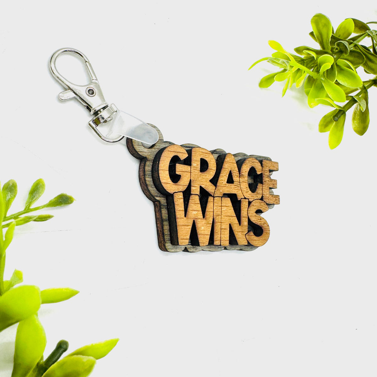 Grace Wins 2-Layered Keychain Car Charm Ornament Bag Tag - Glowforge