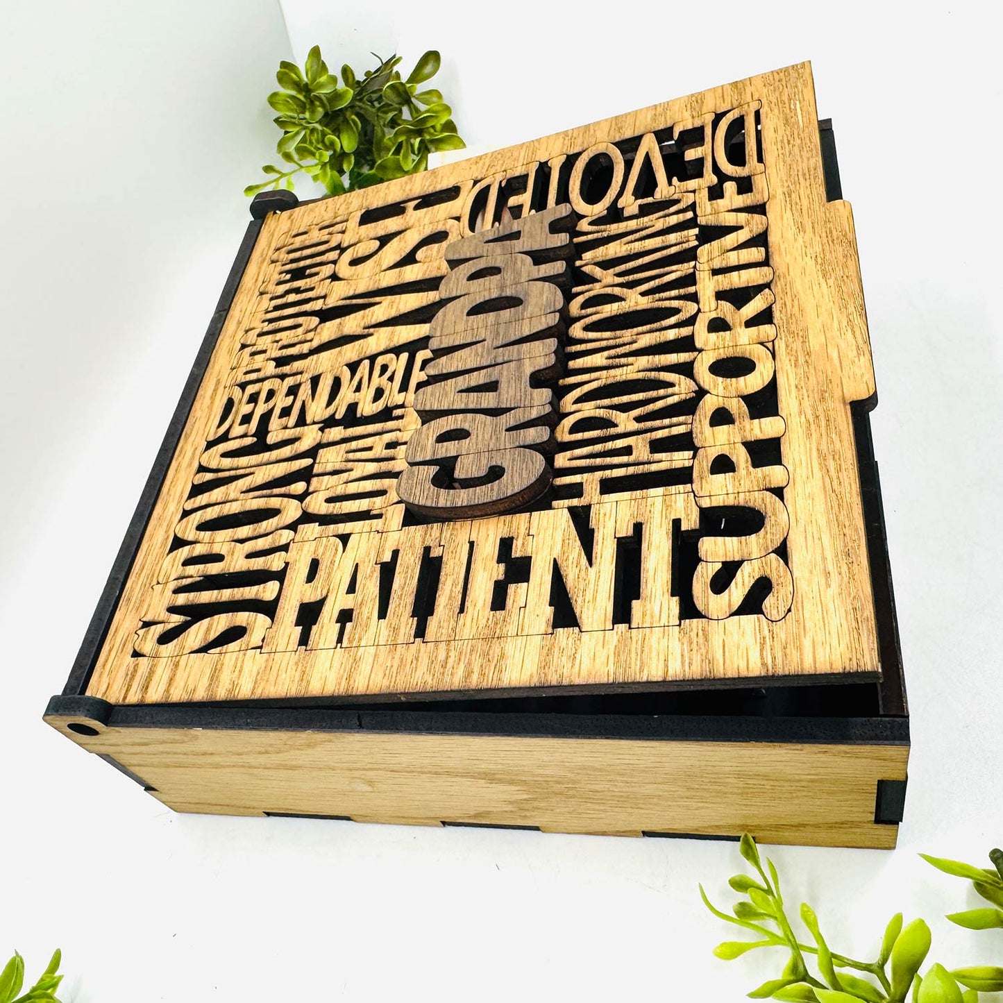 Grandpa Word Collage Keepsake Box - Father’s Day Memory Box Gift for Grandpa - Glowforge