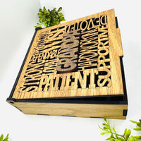 Grandpa Word Collage Keepsake Box - Father’s Day Memory Box Gift for Grandpa - Glowforge