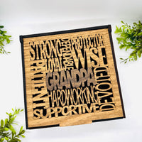 Grandpa Word Collage Keepsake Box - Father’s Day Memory Box Gift for Grandpa - Glowforge