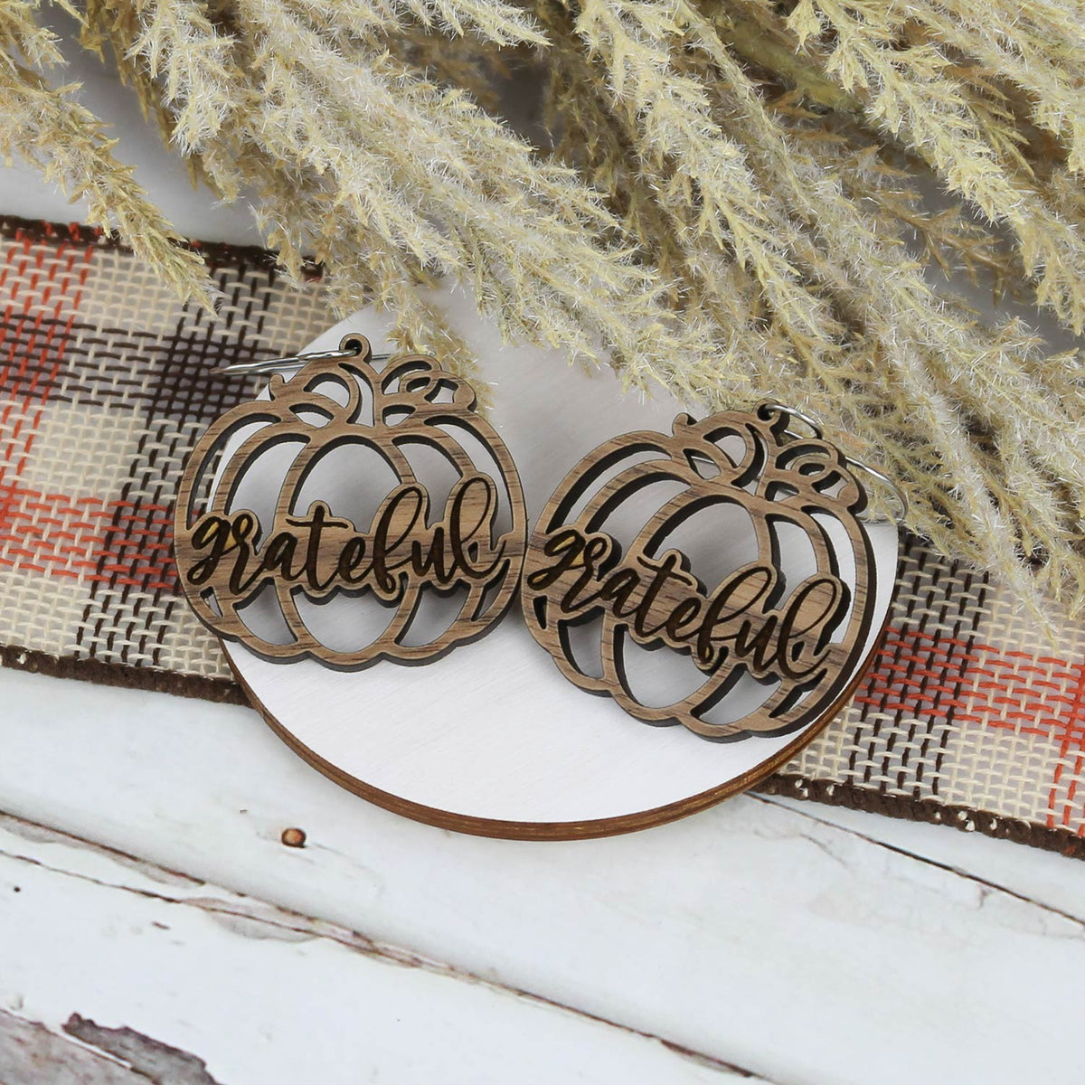 Grateful Pumpkin Earrings - Fall Earrings (Set of 2 Sizes) - Glowforge