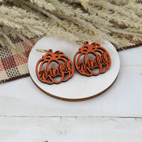 Grateful Pumpkin Earrings - Fall Earrings (Set of 2 Sizes)  - Glowforge