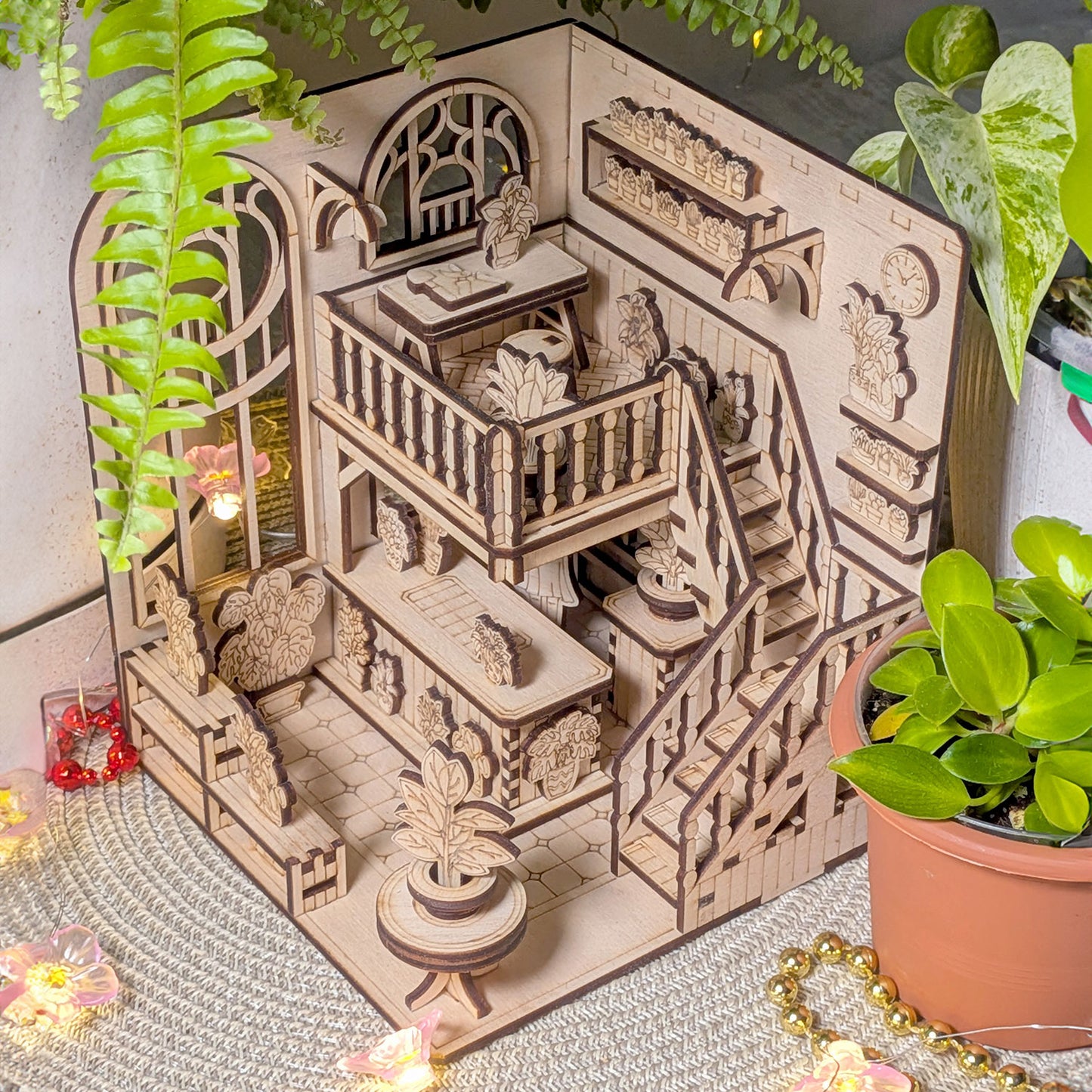 Greenhouse Flower Shop Book Nook – DIY Diorama with Flowers, Plants & Girl Figure - Glowforge