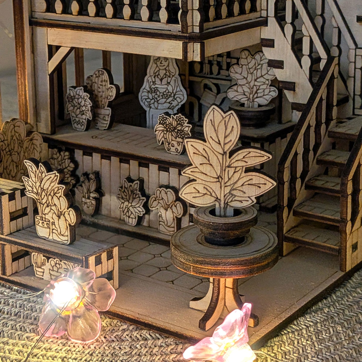 Greenhouse Flower Shop Book Nook – DIY Diorama with Flowers, Plants & Girl Figure - Glowforge