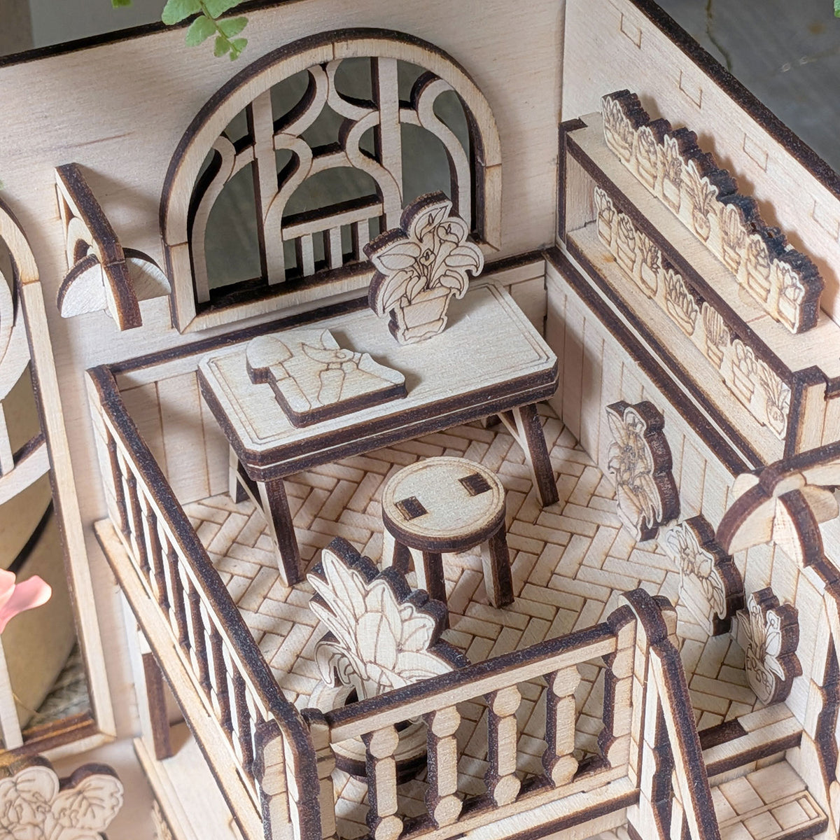Greenhouse Flower Shop Book Nook – DIY Diorama with Flowers, Plants & Girl Figure - Glowforge