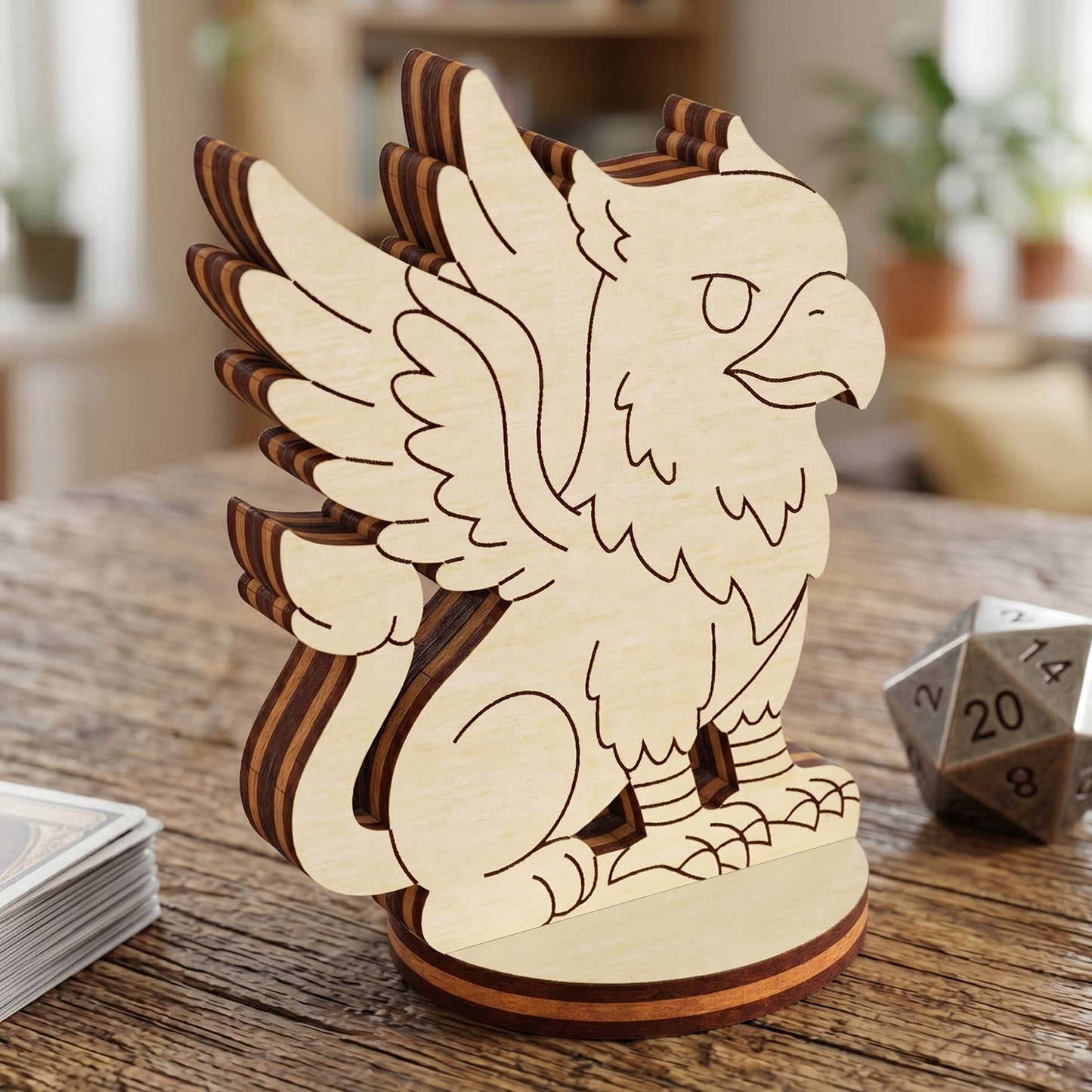 Griffin Tabletop Miniature - Fantasy Gryphon Figurine, Mythical Beast Character - Glowforge