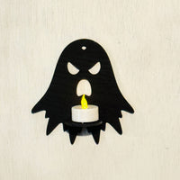 Grouchy Ghost LED Tea Light Candle Holder - Halloween Wall Decor - Glowforge