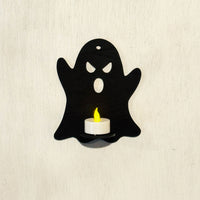 Grumpy Ghost LED Tea Light Candle Holder - Halloween Wall Decor - Glowforge