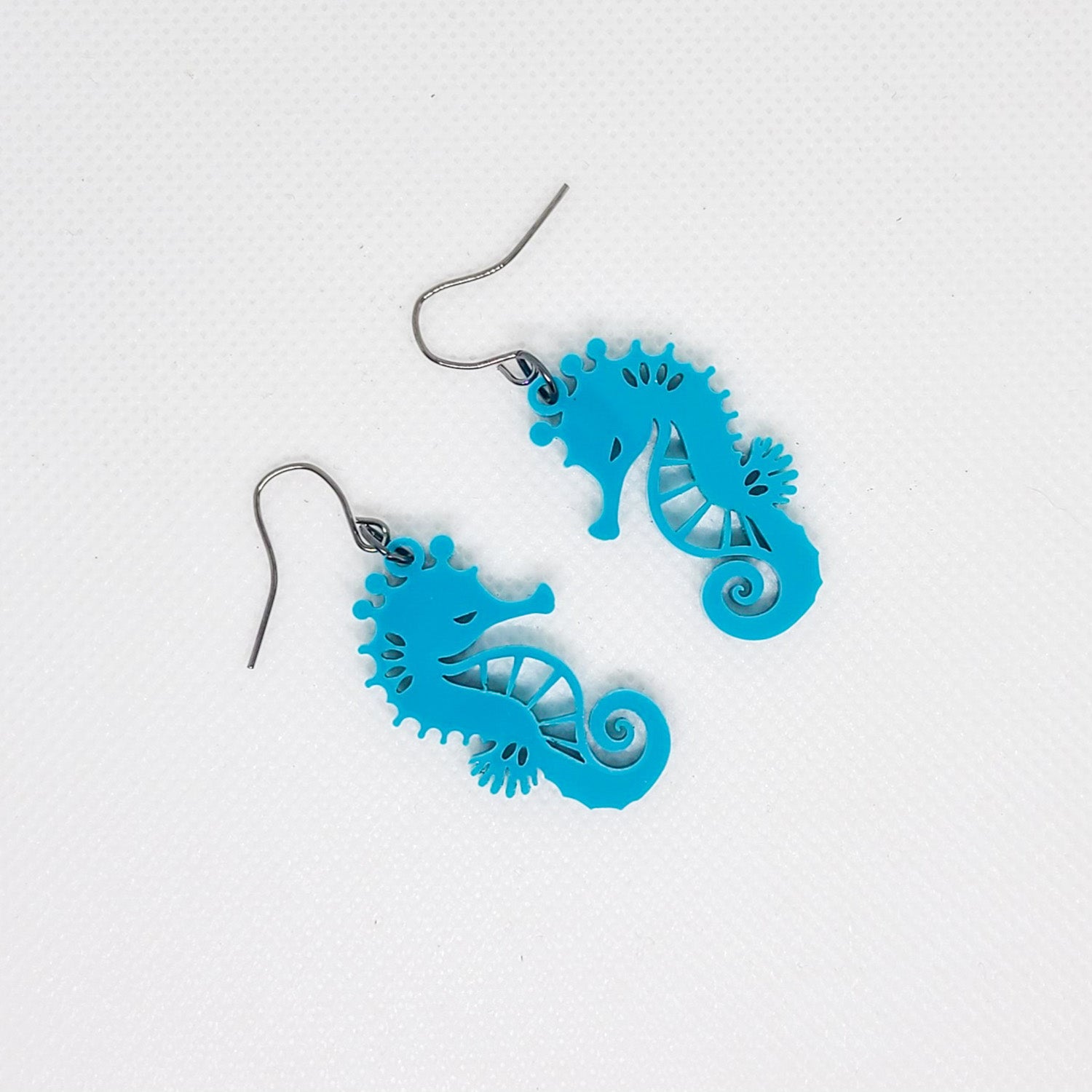 My Little Seahorse Enamel Earrings, Pastel hot Artisan Enamel Seahorse Dangles, Gift for Girl, Bohemian Ocean Life Earrings, ThreeWishesStudio