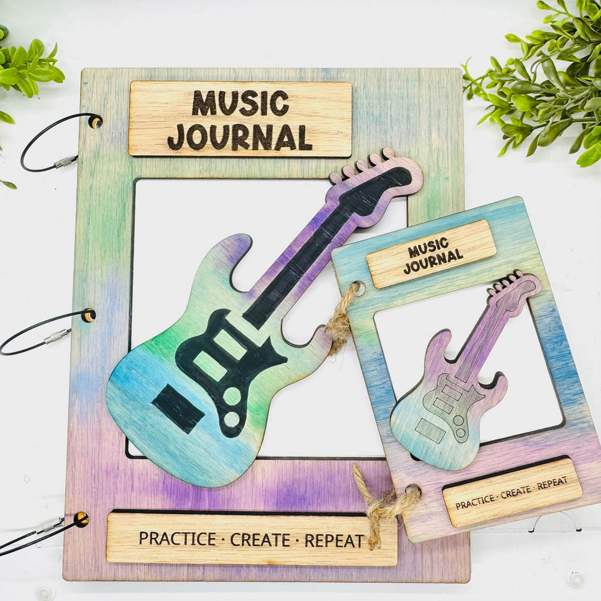 Guitar Journal Notebook Cover - Editable Text (Set of 2) - Glowforge