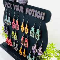 Halloween Cauldron Earring Holder & Potion Bottle Earrings (Set of 12) - Glowforge