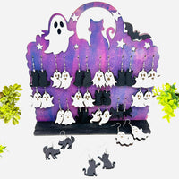Halloween Ghost & Black Cat Earring Display Stand with Earrings (Set of 18) - Glowforge