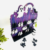 Halloween Ghost & Black Cat Earring Display Stand with Earrings (Set of 18) - Glowforge