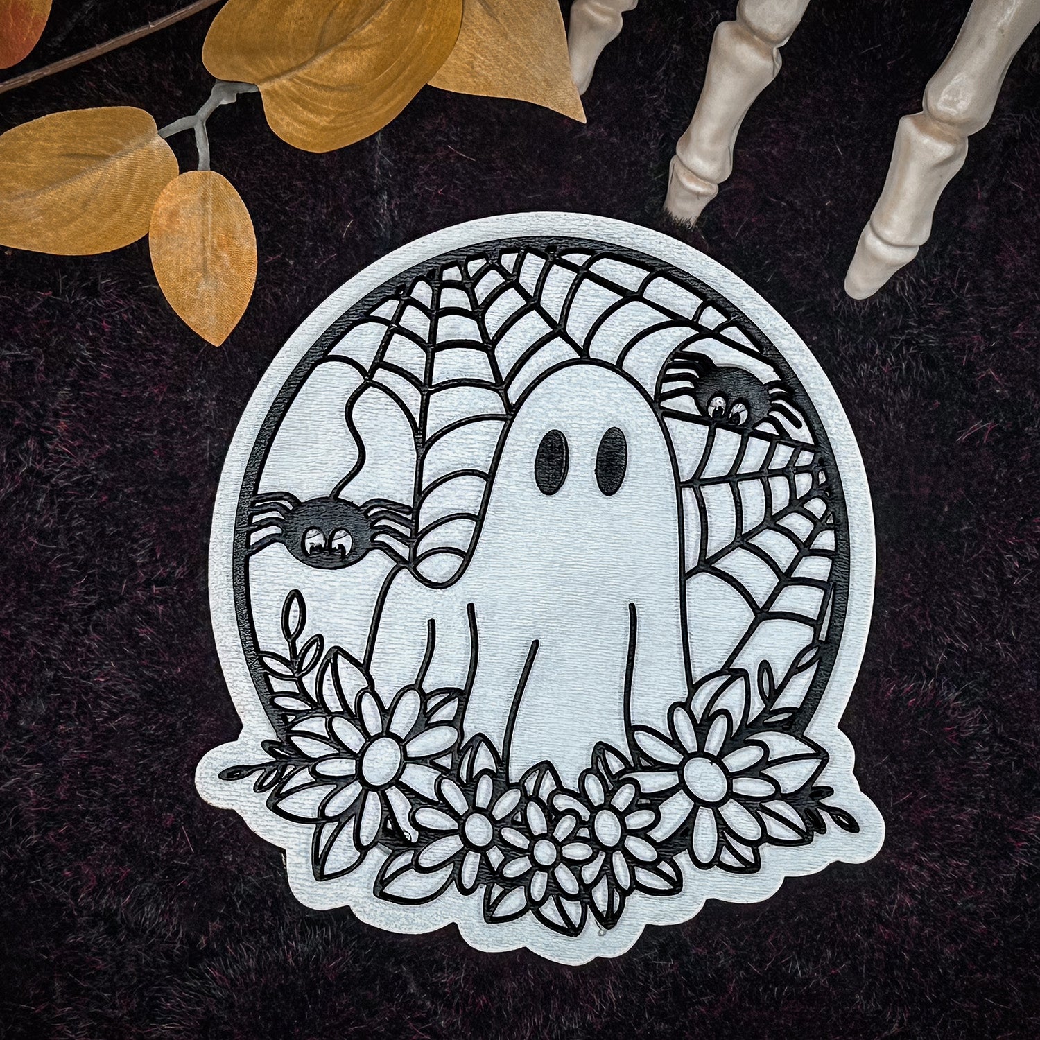 Halloween Ghosts Sign With Flowers – Glowforge Shop