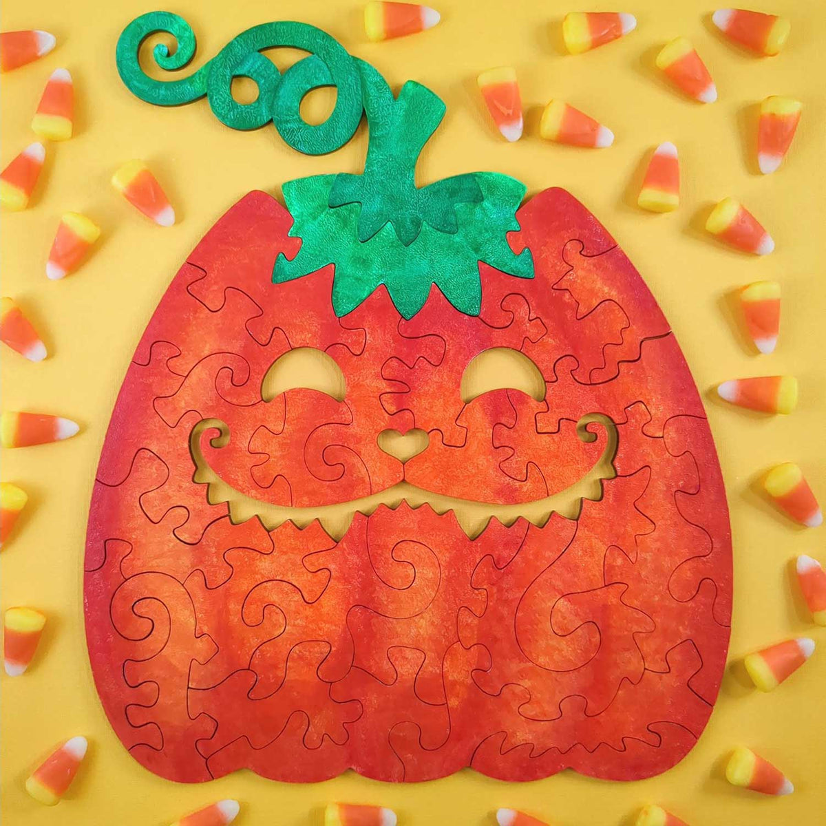 Halloween Jigsaw Puzzle Cat-O-Lantern Jack-O-Lantern with Large Pieces - Glowforge