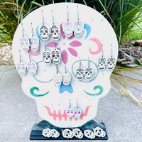 Halloween Sugar Skull Earrings (Set of 12) with Display Stand - Glowforge