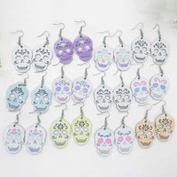 Halloween Sugar Skull Earrings (Set of 12) with Display Stand - Glowforge
