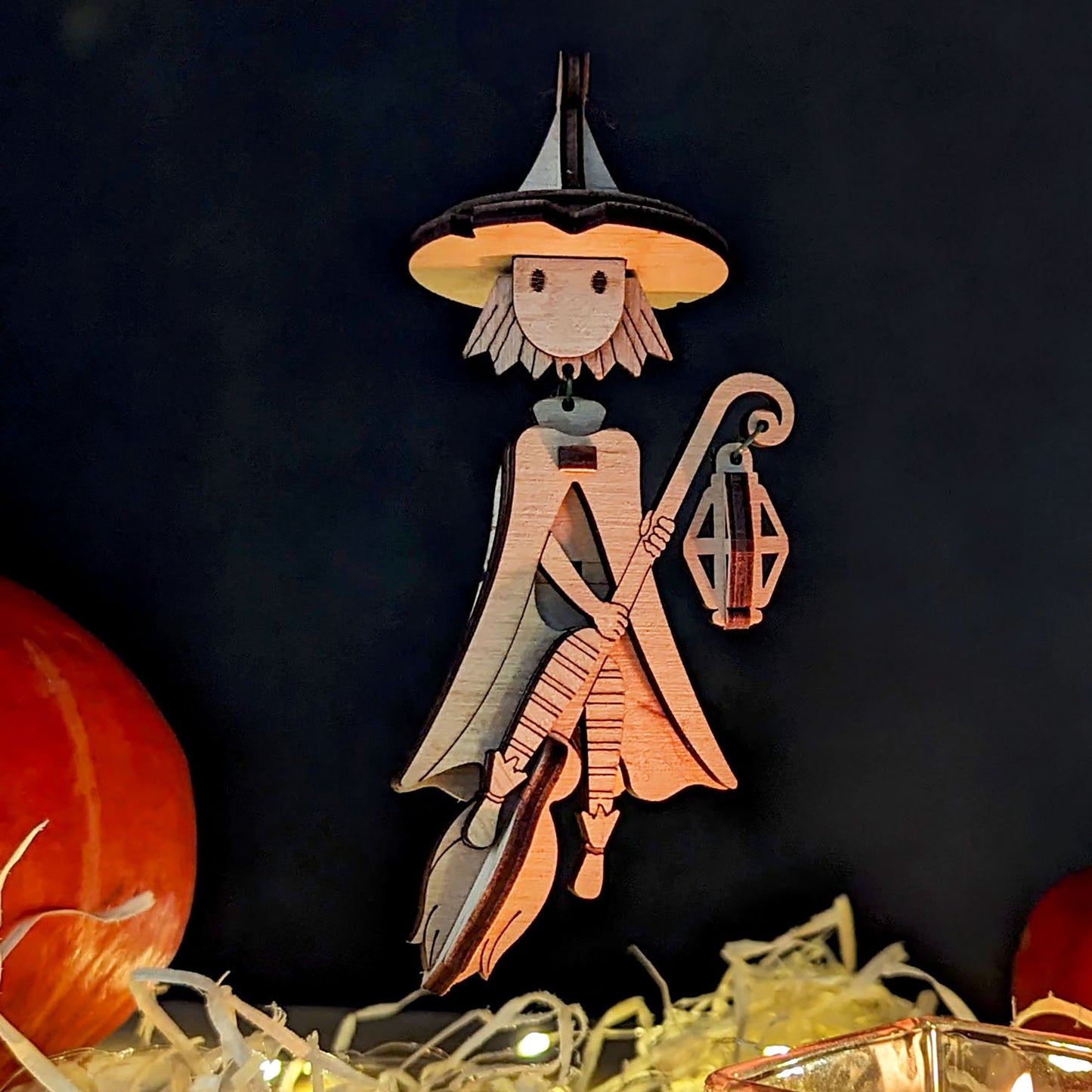 Witch On A Broomstick Halloween Ornament