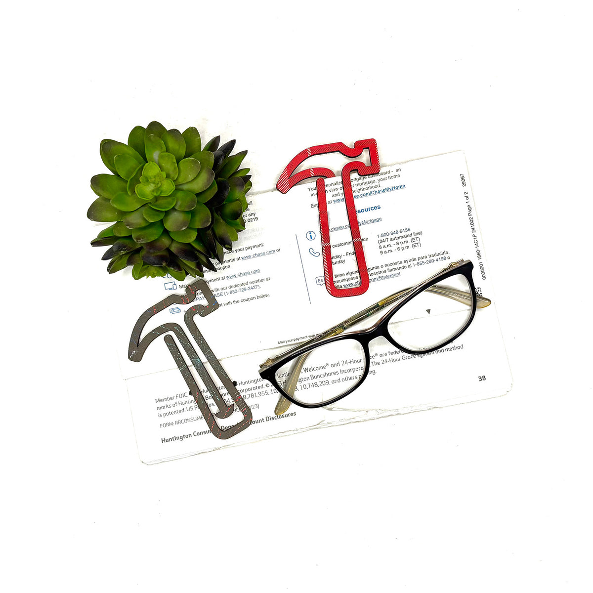 Hammer Shaped Bookmark with Card Backer - Paperclip - Snack Bag Closure - Glowforge