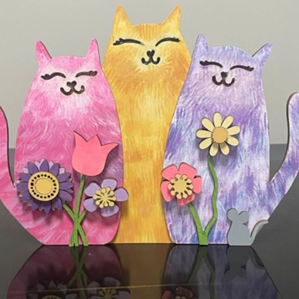 Happy Cats Trio Shelf Leaner - Glowforge