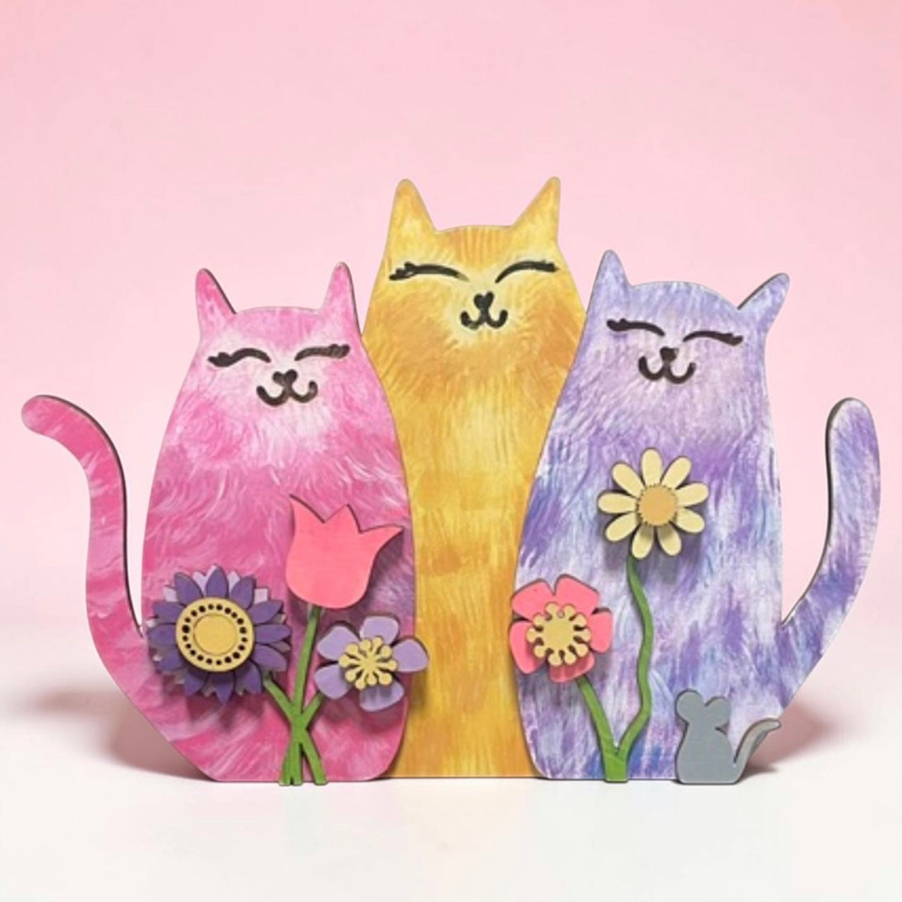 Happy Cats Trio Shelf Leaner - Glowforge