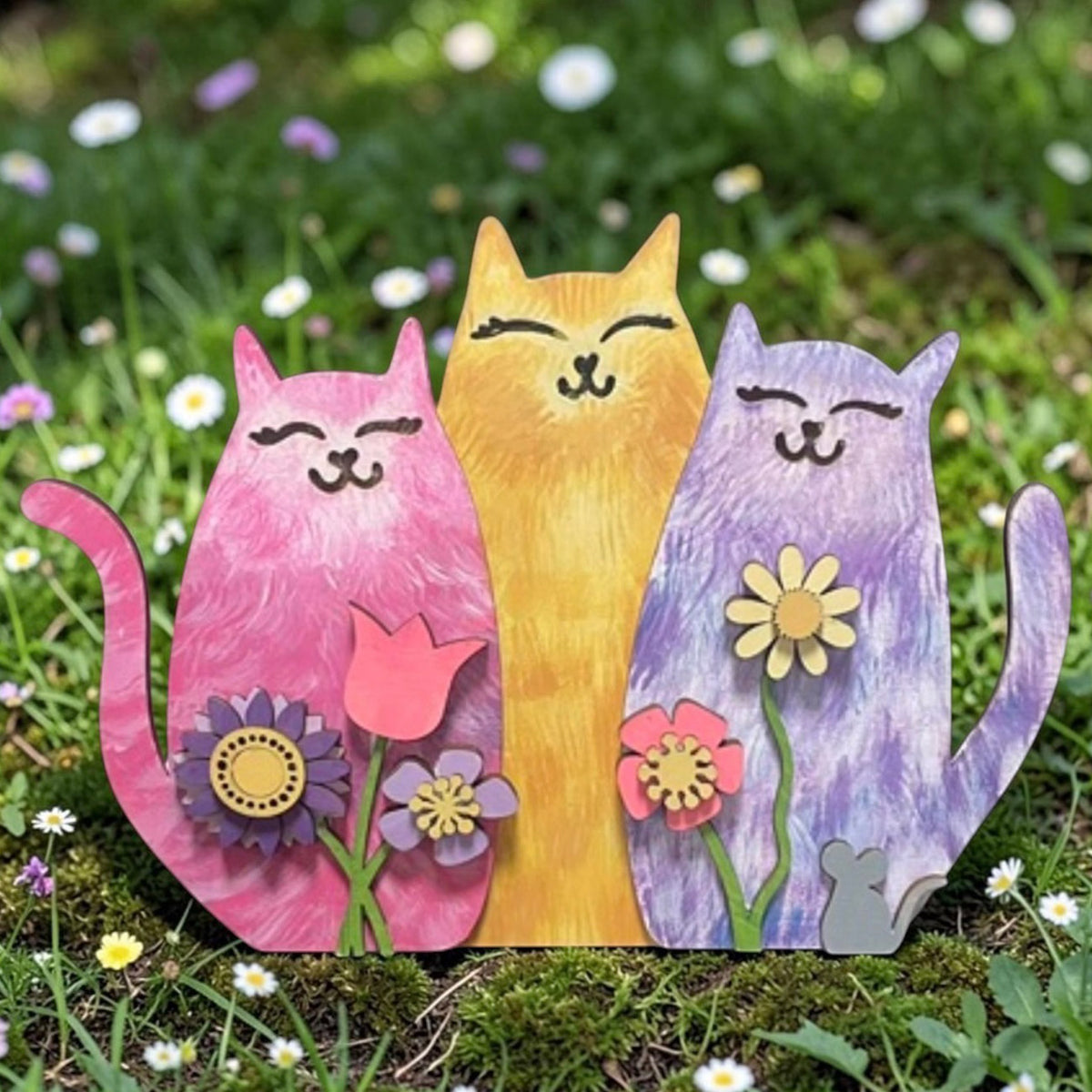 Happy Cats Trio Shelf Leaner - Glowforge