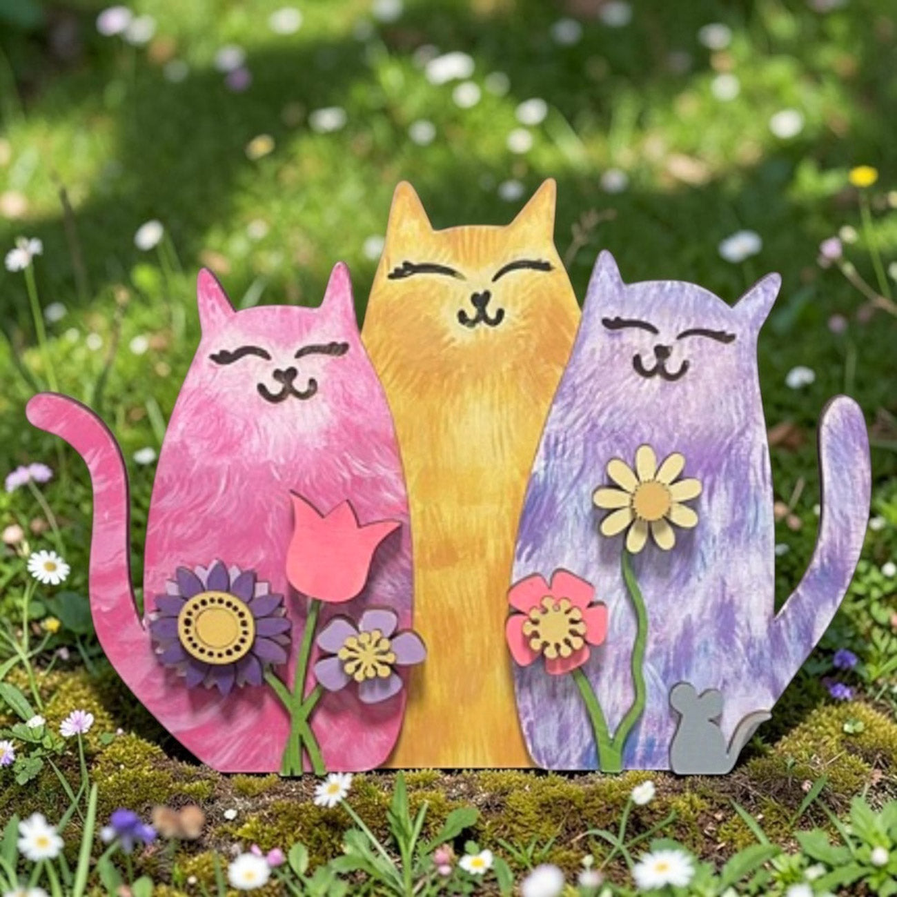 Happy Cats Trio Shelf Leaner - Glowforge