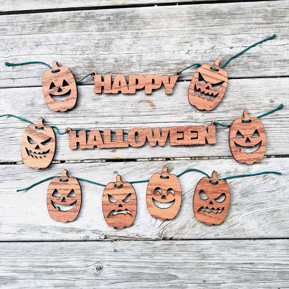 Happy Halloween #2 Garland Cute and Spooky Jack O’ Lanterns - Glowforge