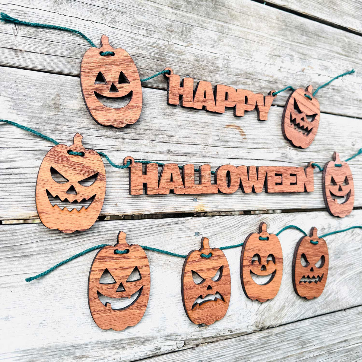 Happy Halloween #2 Garland Cute and Spooky Jack O’ Lanterns - Glowforge