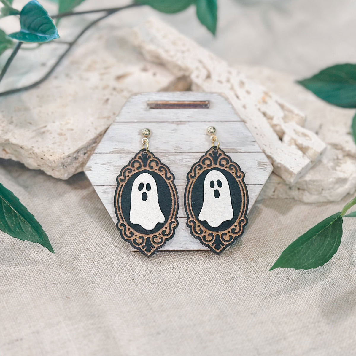 Haunted Cameo Ghost Earrings - Glowforge