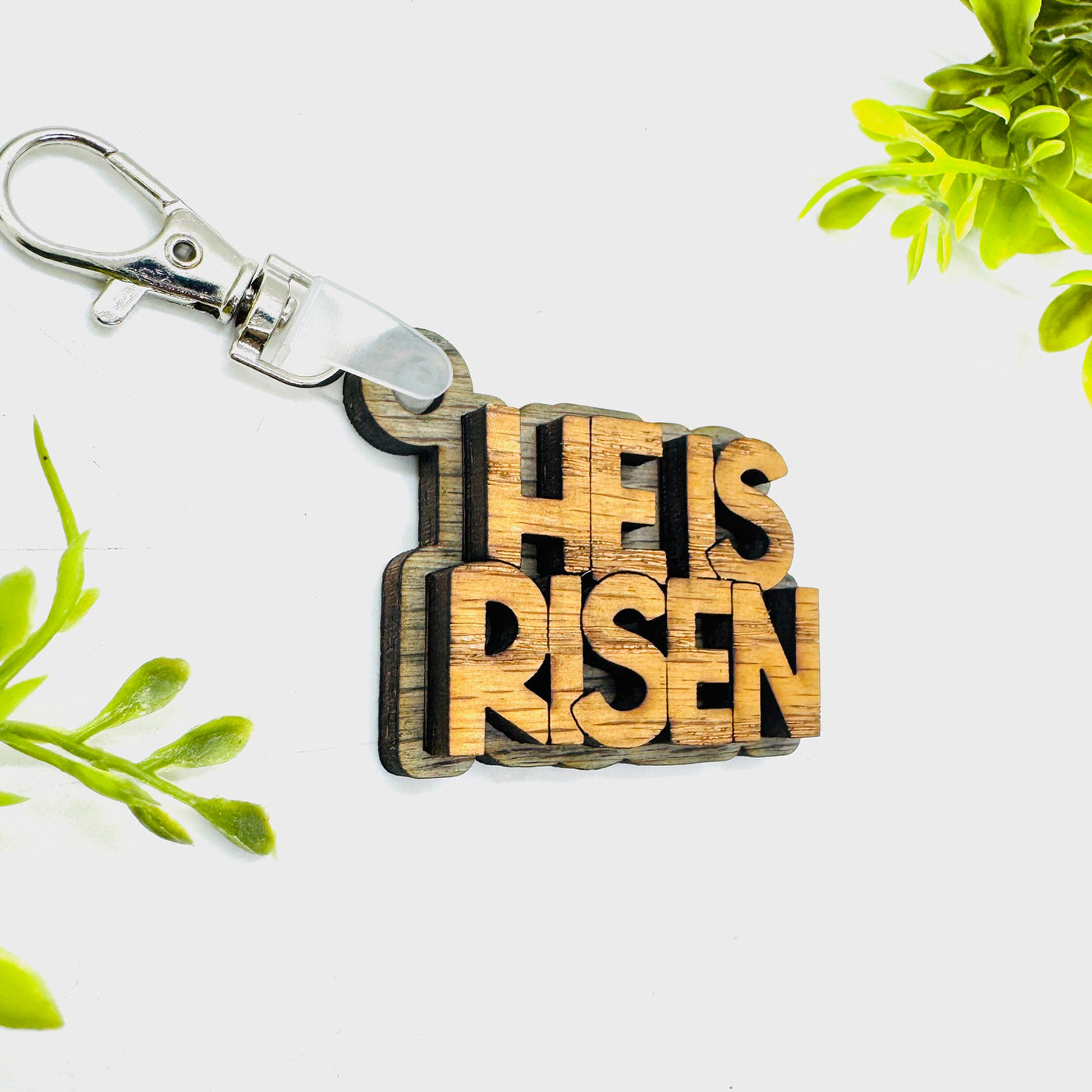 He Is Risen 2-Layered Keychain Car Charm Ornament Bag Tag - Glowforge