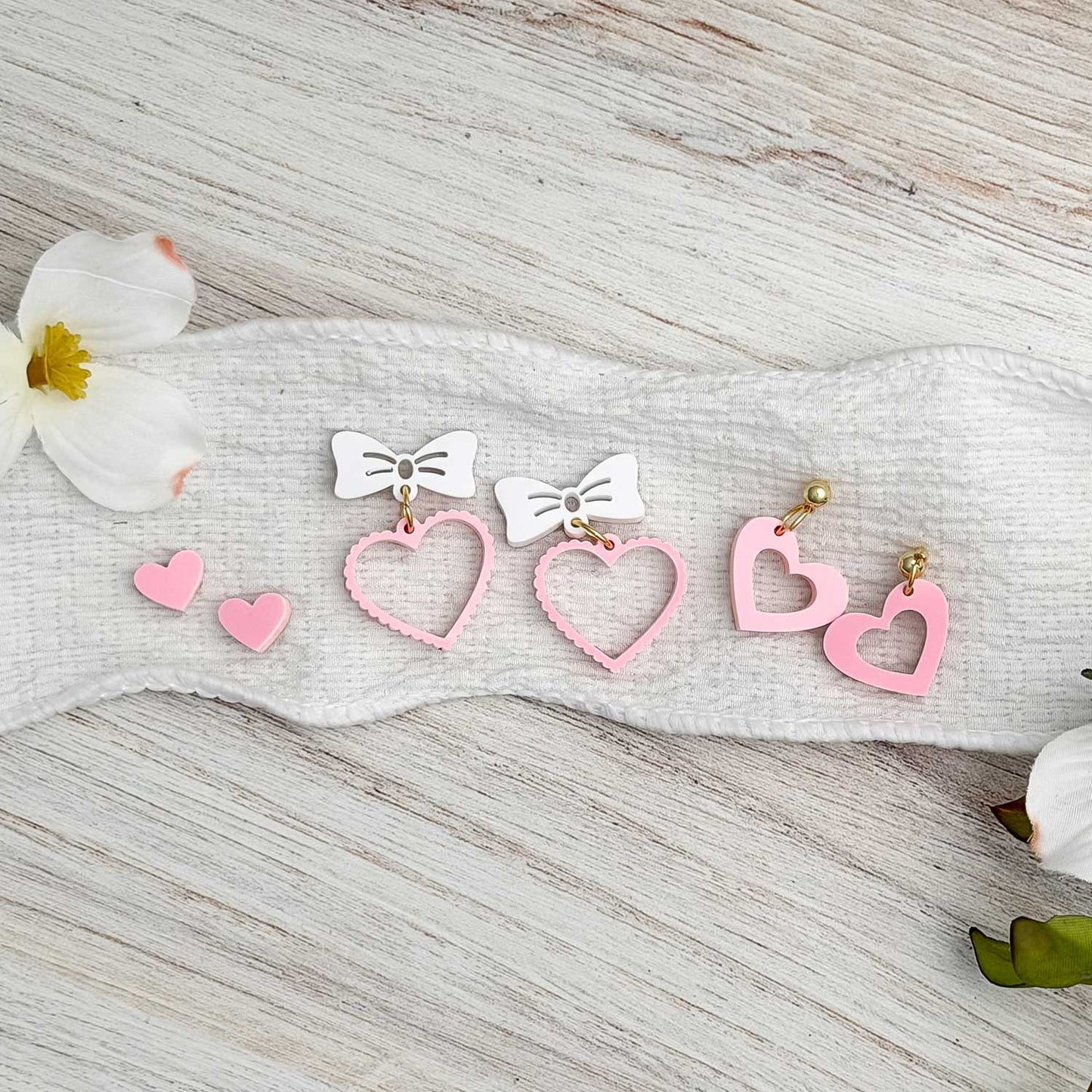 Heart Dangle and Stud Earrings