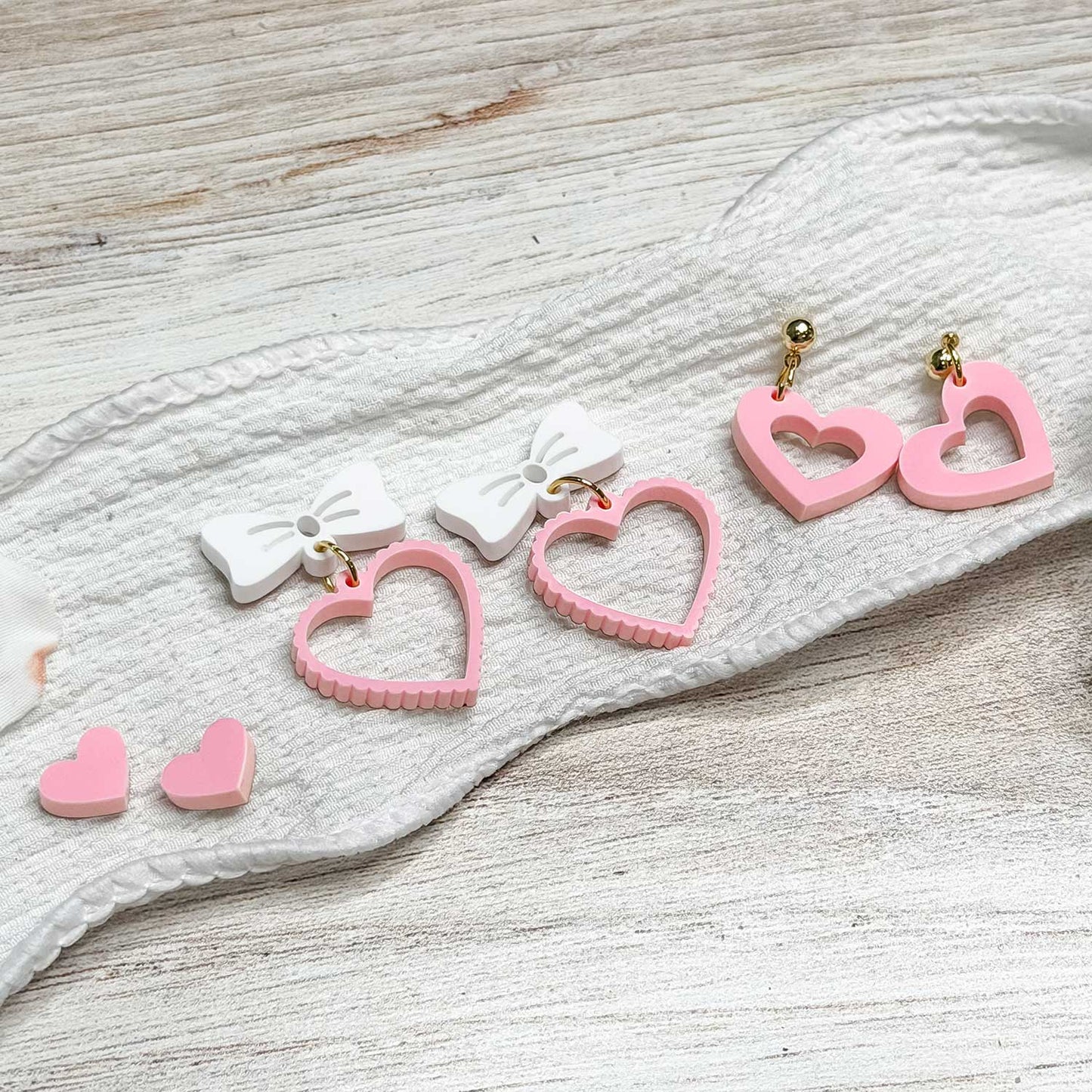 Heart Dangle and Stud Earrings