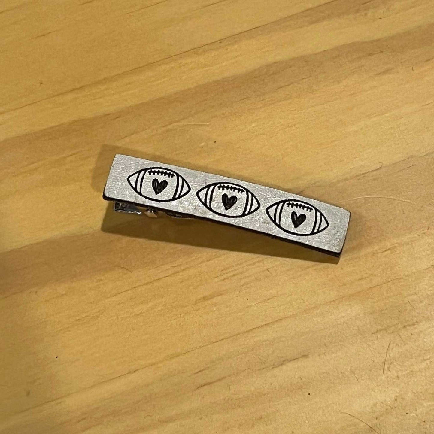 Heart Football Mini Leather Barrette - Glowforge