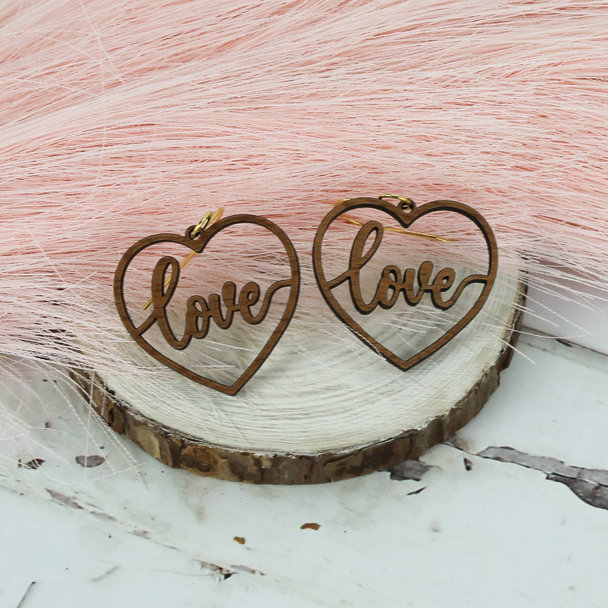 Heart-Shaped Love Earrings - Valentine's Day Earrings - Glowforge