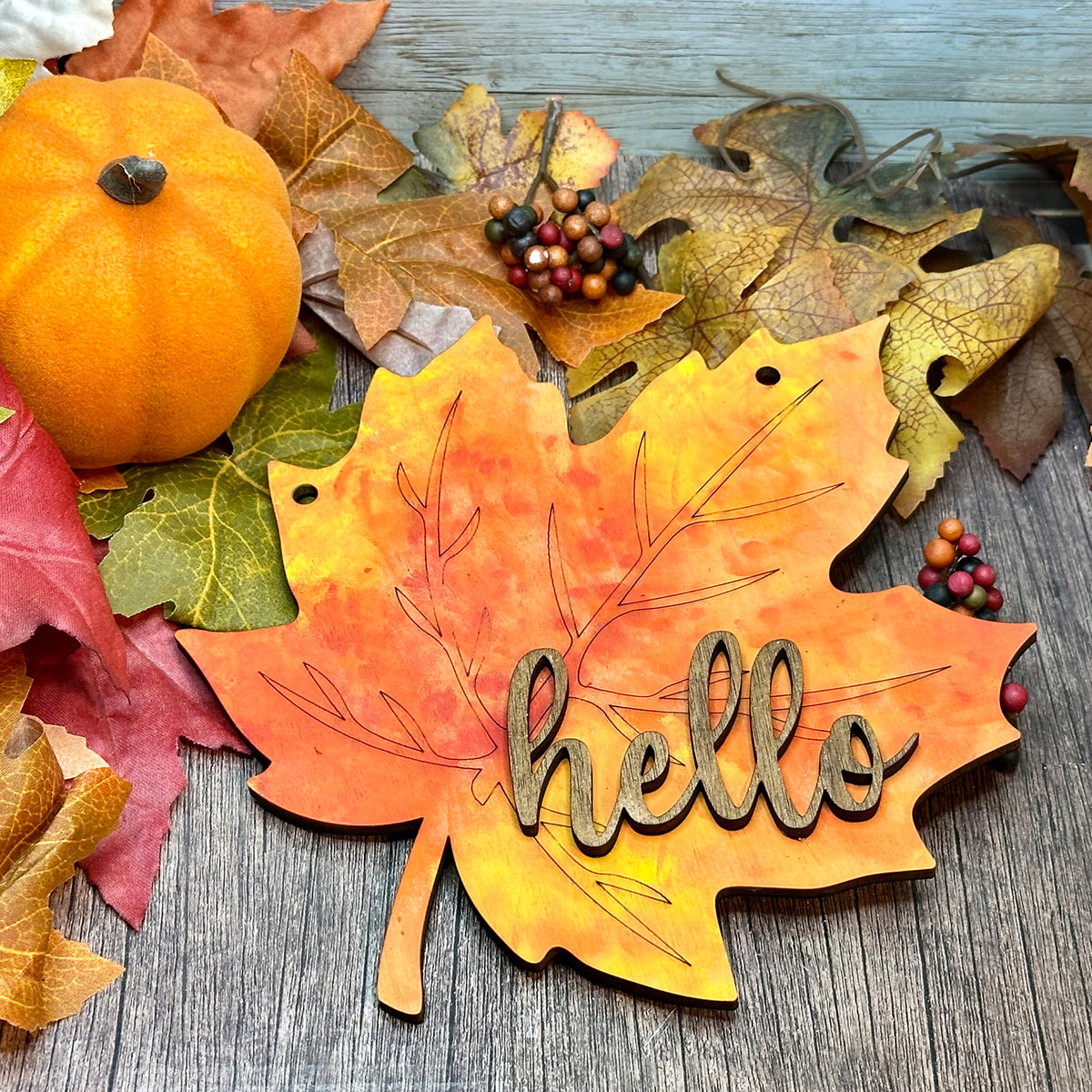Greeter Signs Fall Hello Autumn Leaf Fall Door Sign – Glowforge Shop