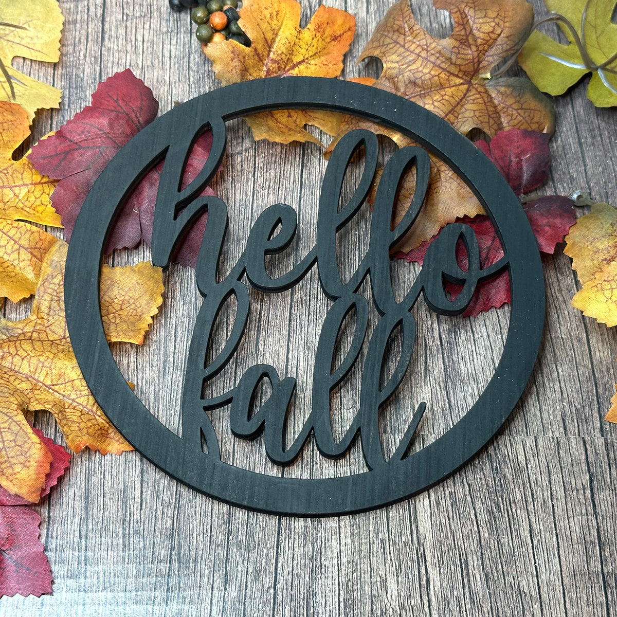 Hello Sign Hello Fall Round Door Sign – Glowforge Shop