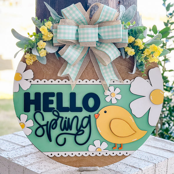Hello Spring Chick Door Hanger – Glowforge Shop