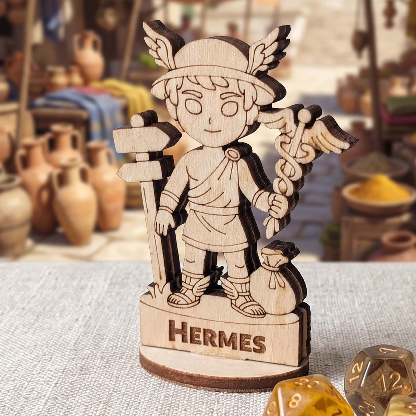 Hermes Greek God Tabletop Figurine – Messenger Deity, Travel & Trade Mythology Character - Glowforge