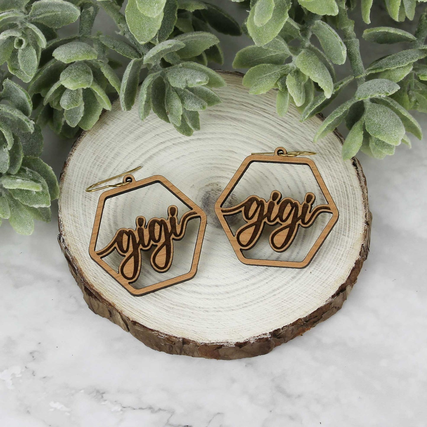 Hexagon Gigi Earrings - Mother's Day Earrings - Glowforge
