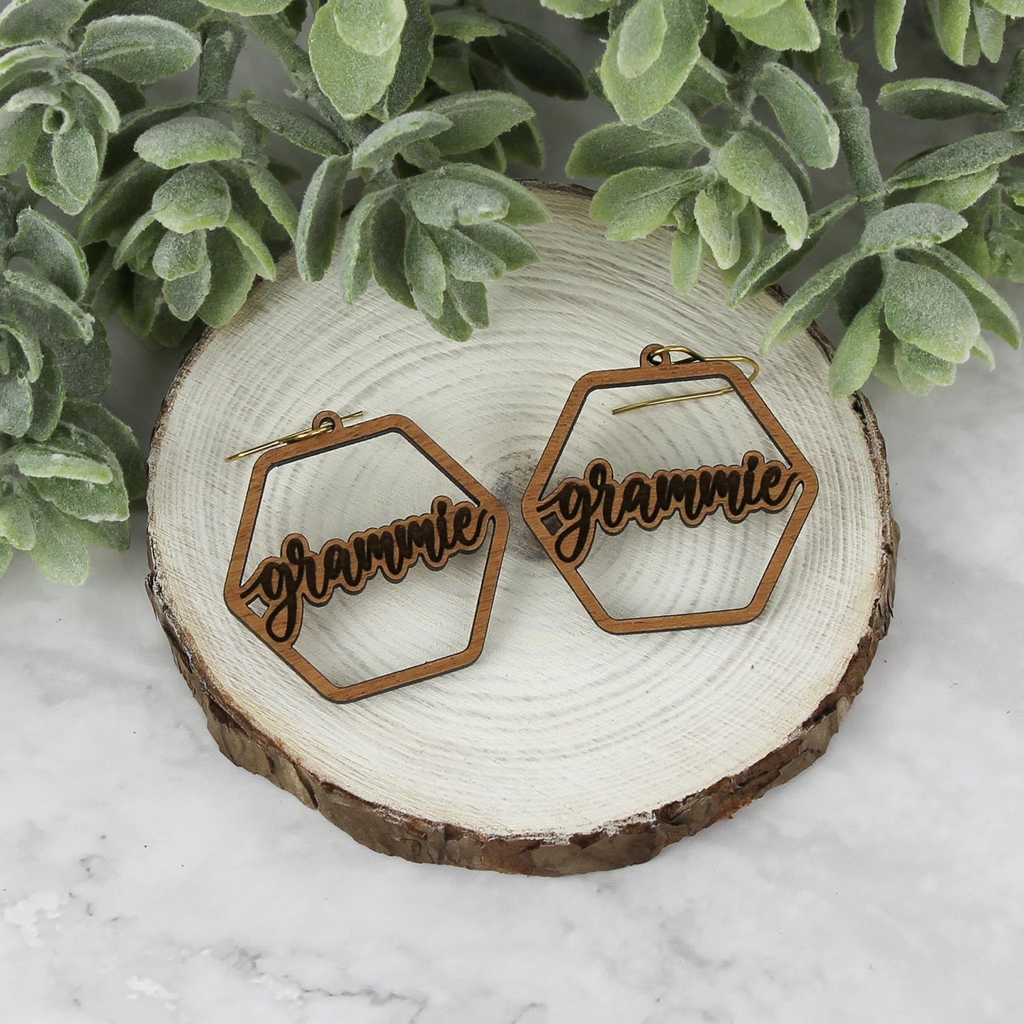 Hexagon Grammie Earrings - Mother's Day Earrings - Glowforge