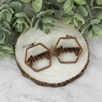 Hexagon Grammy Earrings - Mother's Day Earrings - Glowforge