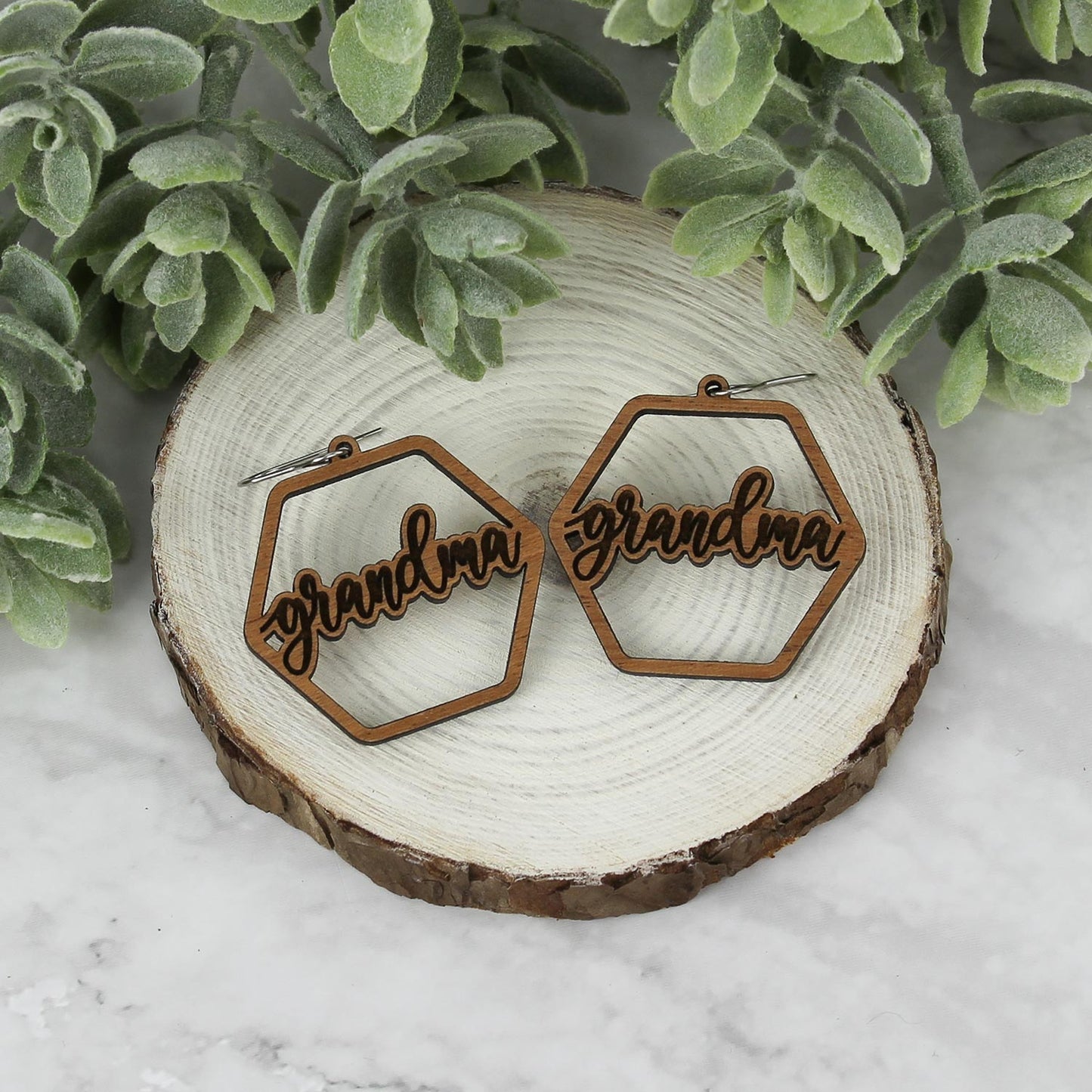Hexagon Grandma Earrings - Mother's Day Earrings - Glowforge