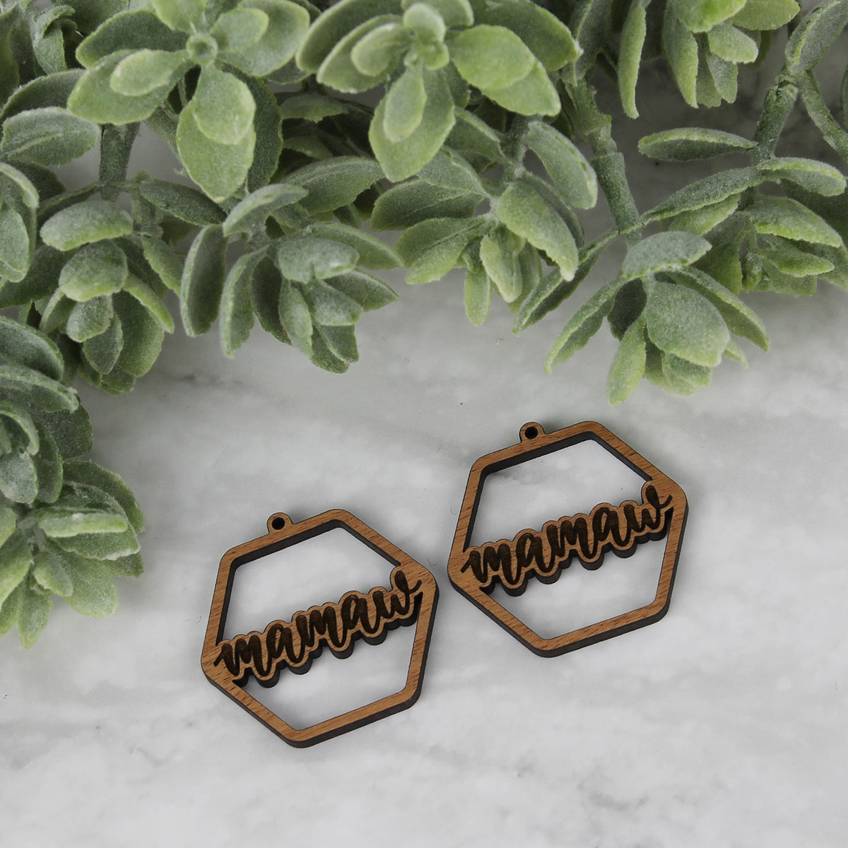 Hexagon Mamaw Earrings - Mother's Day Earrings - Glowforge