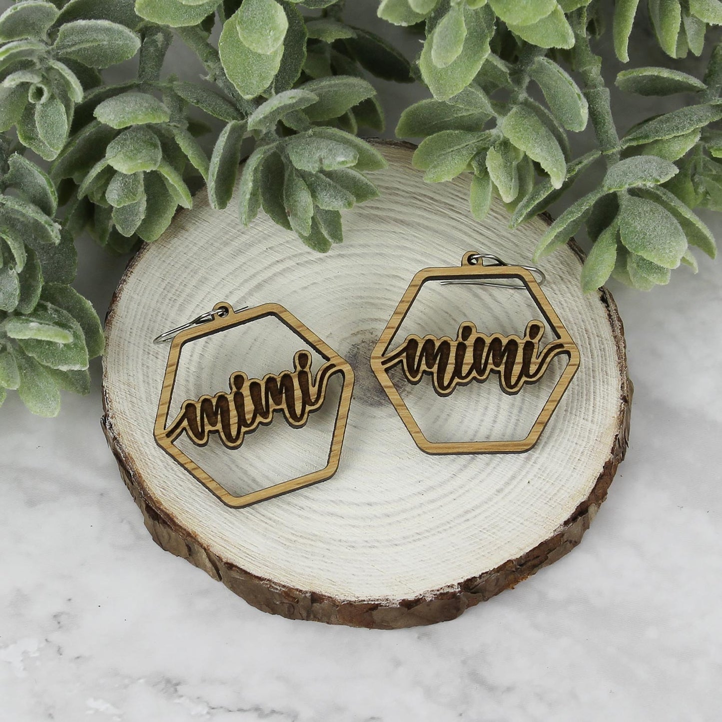 Hexagon Mimi Earrings - Mother's Day Earrings - Glowforge